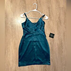 Lulus blue/teal satin cocktail dress